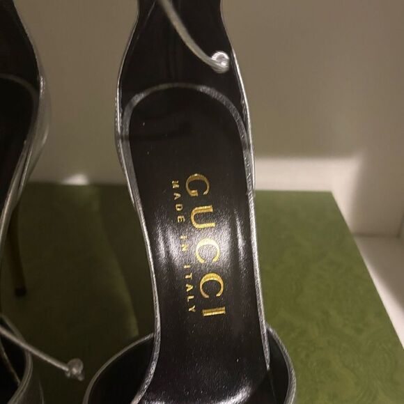 GUCCI PRISCILLA 105 METALLIC LEATHER PUMPS size 38.5 BRAND NEW IN BOX - Picture 5 of 15